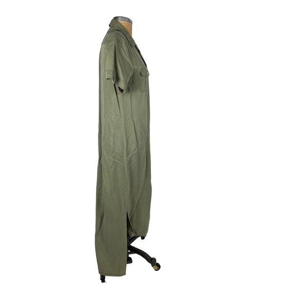 Charter Club Petite Long Button Down Dress Muted Sage Green 100% Lyocell - Picture 5 of 8